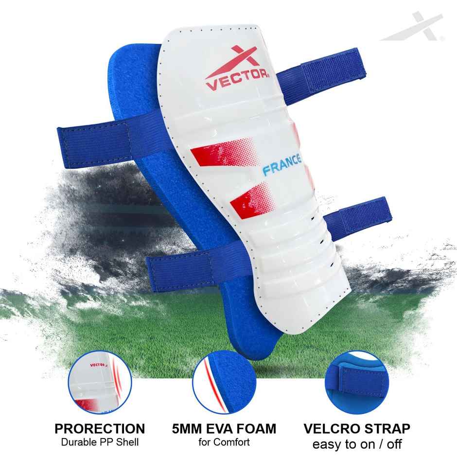 Vector X France Football Shin Guard With Adjustable Velcro Strap | L, France