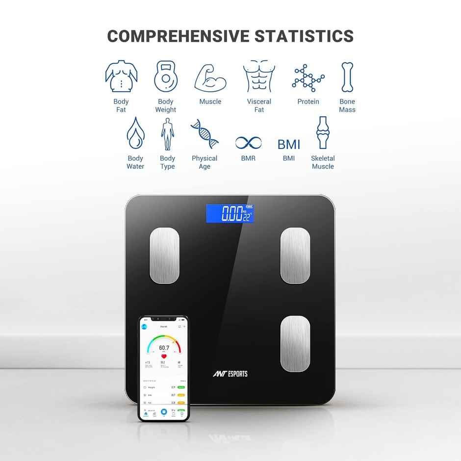 Ant Flora Smart Bmi Weighing Scale | Black - 1 Unit