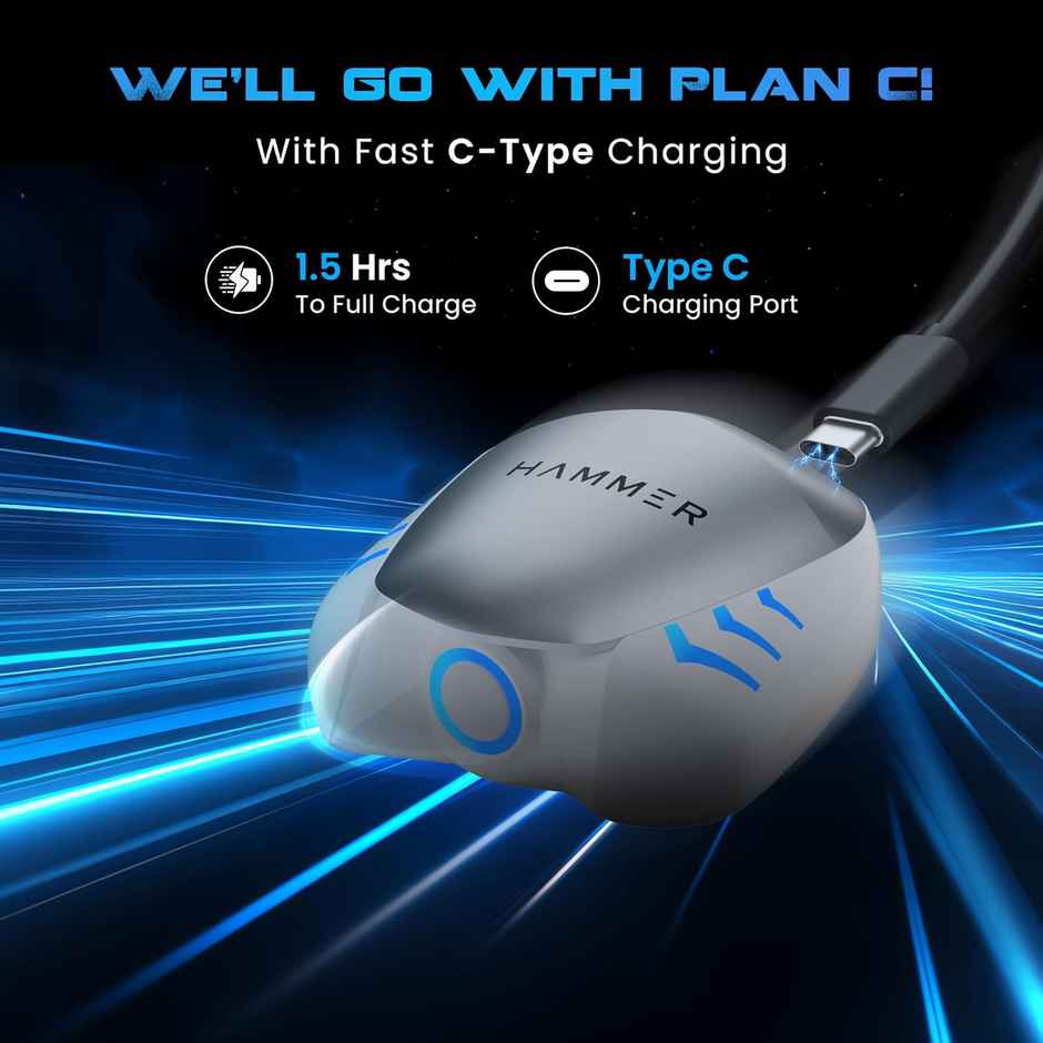 Hammer Arcade True Wireless Gaming Earbuds With Rgb Lights | Bluetooth V5.3 | Made In India - White