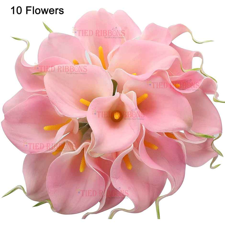 Tied Ribbons 10 Pcs Artificial Calla Lily Flowers Bunch