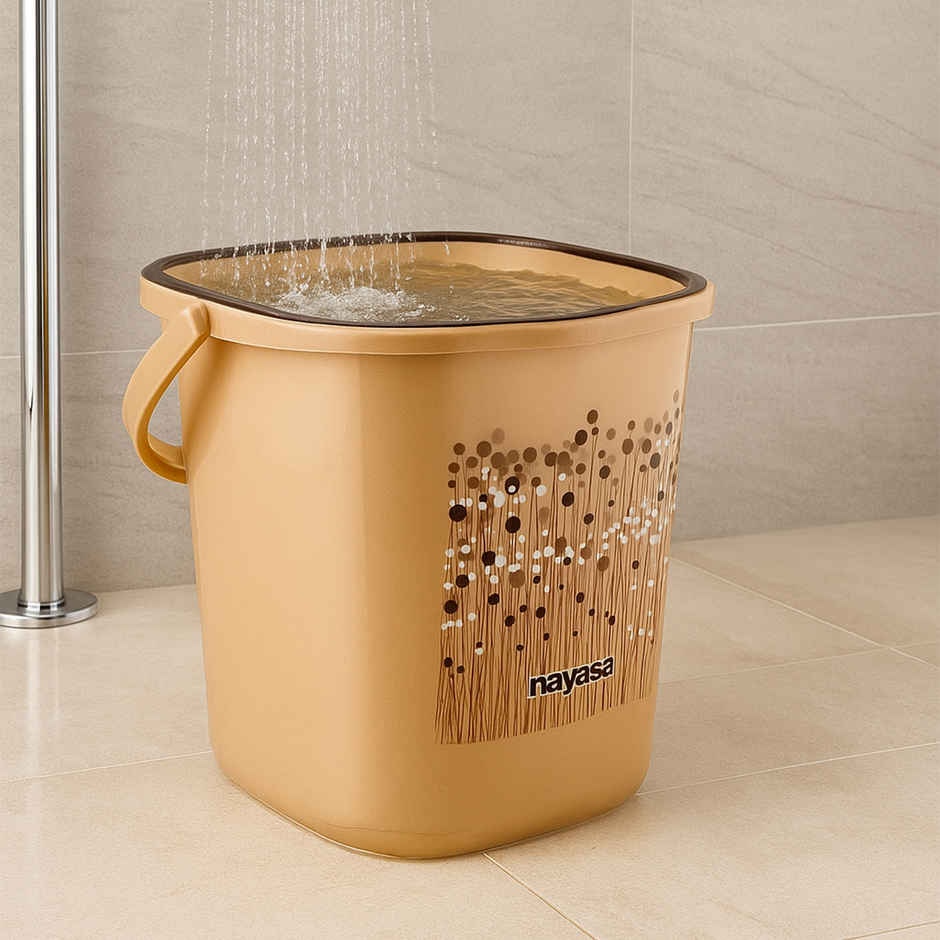 Nayasa Funk Plastic Bathroom Bucket Strong and Durable Water Storage Bucket | 18 L | Brown