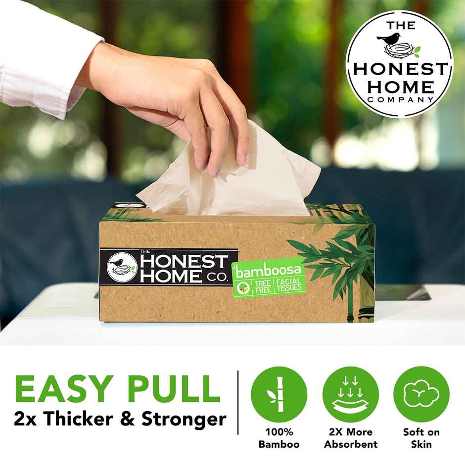 The Honest Home Company Bamboosa 2 Ply Facial Tissue | 200 Pulls | Brown