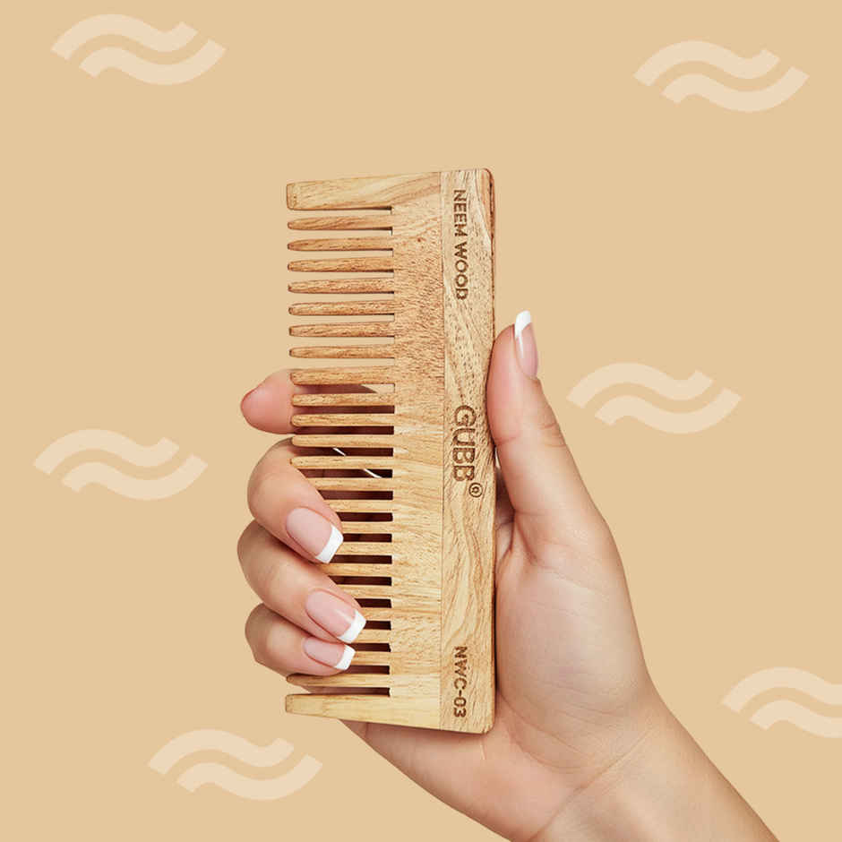 GUBB Wide Teeth Neem Wood Comb
