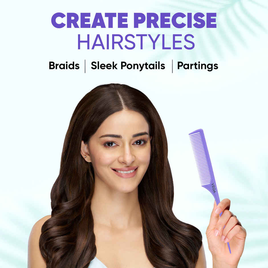 VEGA Tail Comb-Rat Tail Comb- Long Head With Long Tail For Men And Women | All Hair Types | 1272