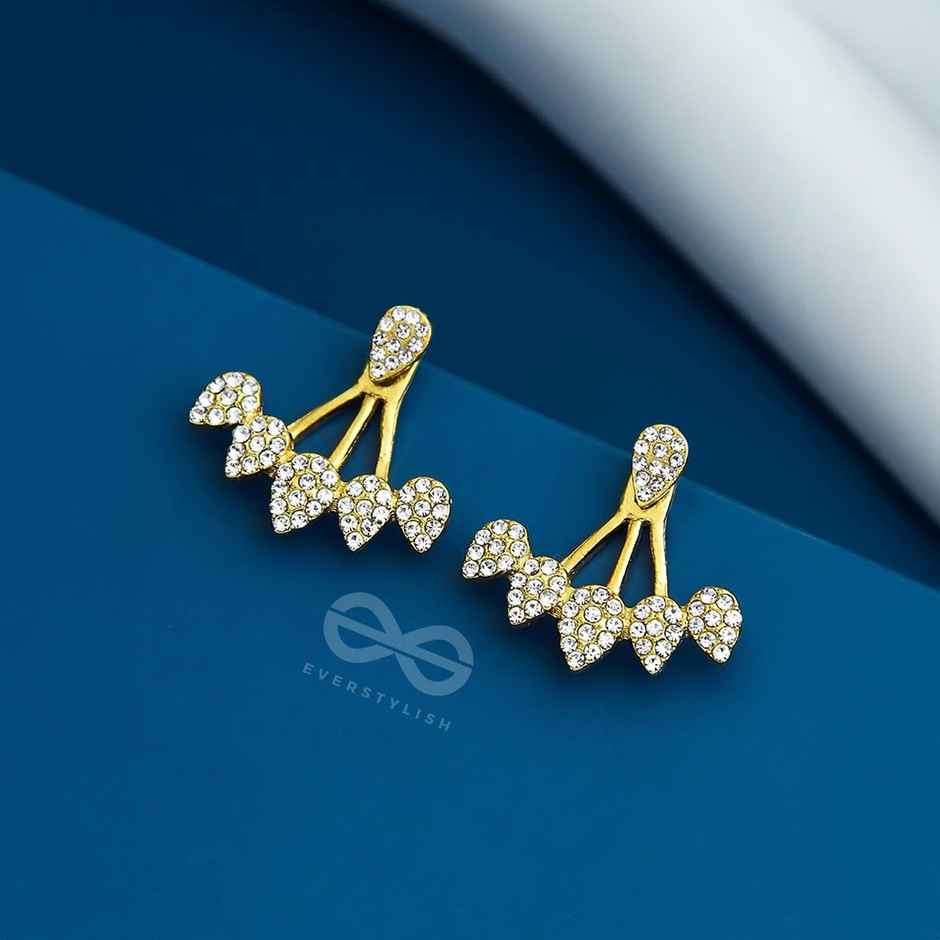 Everstylish The Arctic Shrub-Golden Rhinestones Ear Jackets