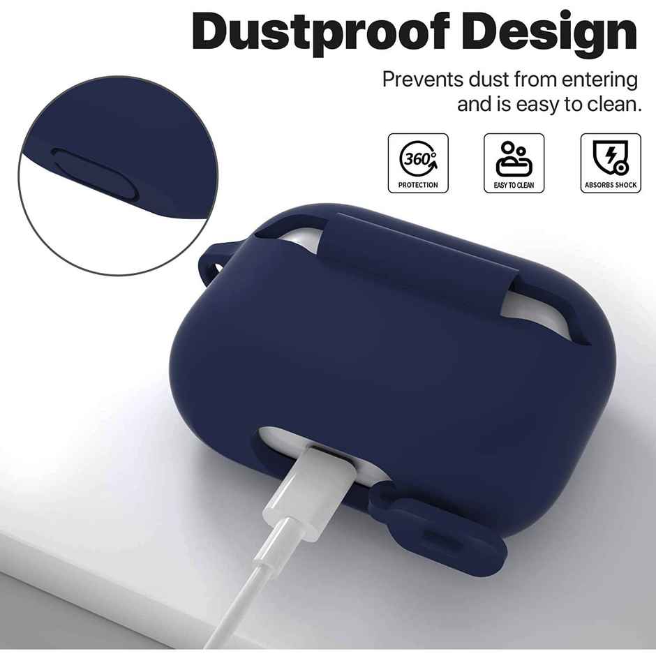 Sounce AirPods Pro Case cover with Carabiner | Shockproof | Wireless Charging, Blue