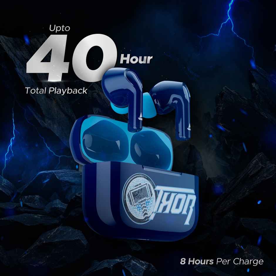 boAt Airdopes 161 Thor Edition TWS Earbuds with 40 HRS Playback, ASAP Charge & IPX5 Rating Bluetooth - Electric Blue