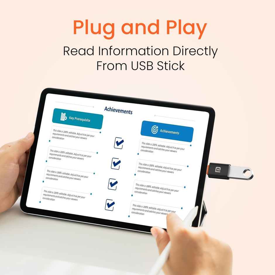 Portronics Bridge Y USB 3.0 to Type C OTG Adaptor, 10Gbps High Speed Data Transfer, Thunderbolt to USB Adapter, Compatible for All Type C Devices, Smartphone, Laptops, Tablets, Chargers, MacBook - Black