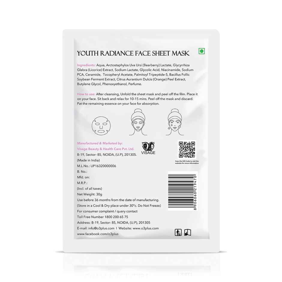 O3+ Youth Radiance Face Sheet Mask