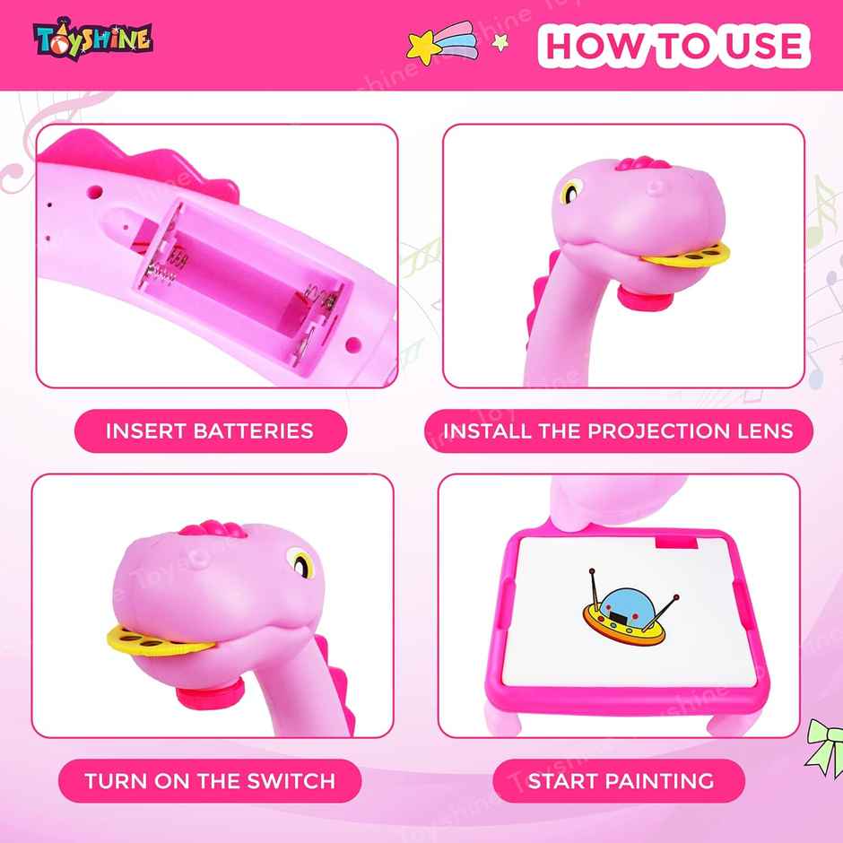 Toyshine Dino Theme Smart Projection Drawing Board With Music Include Art Supplies