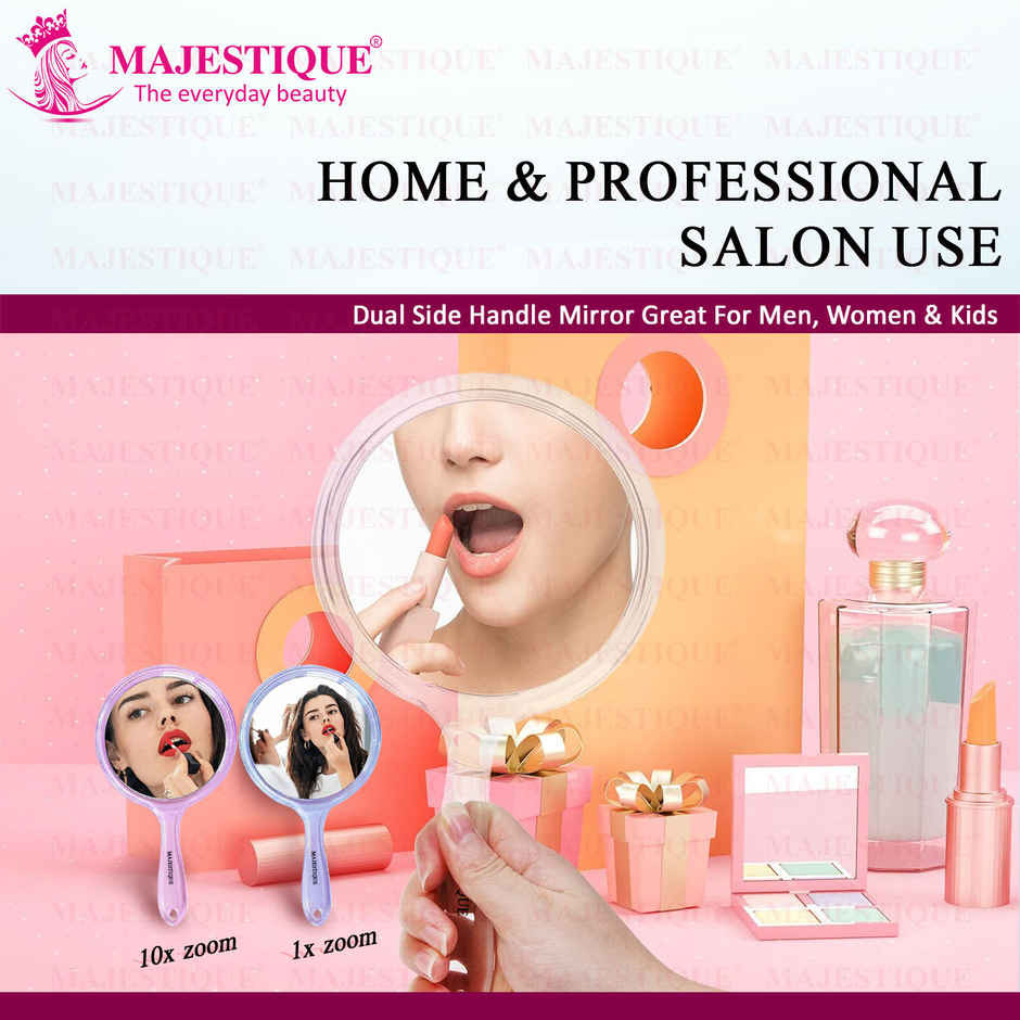 Majestique Dual Side Extra Large Handheld 1X | 10X Magnifying Mirror | Multicolor