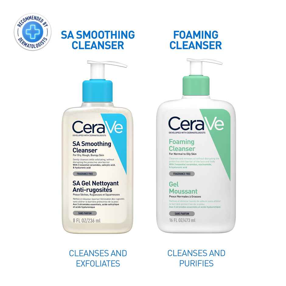 CeraVe Smoothing Cleanser | Dry, Rough & Bumpy Skin | Face Wash With Salicylic Acid & Ceramides