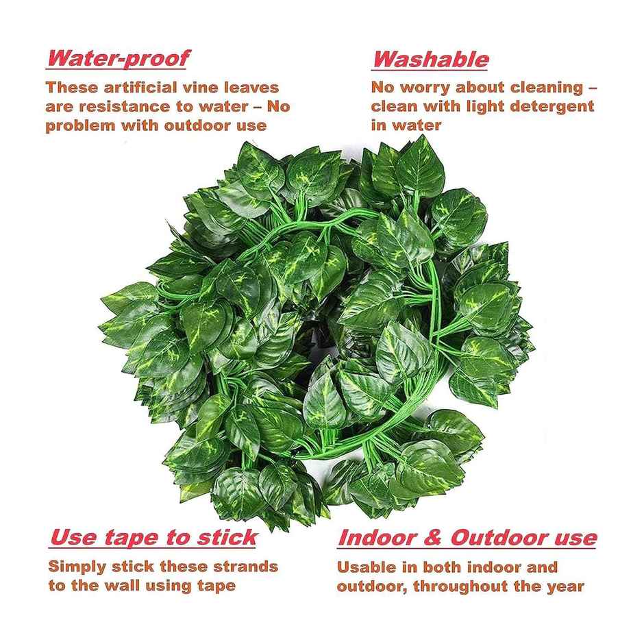 Tied Ribbons Set Of 6 Artificial Money Plant Leaves Creeper Garland (223 Cm)