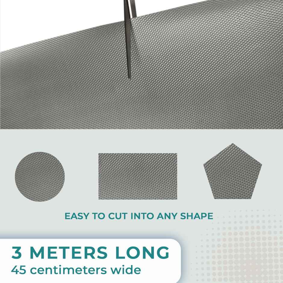Senego Anti Slip Mat 3m, Shelf Liner Mat for Kitchen/Cupboard/Drawers/Bathroom (45 cm x 3 m), Grey