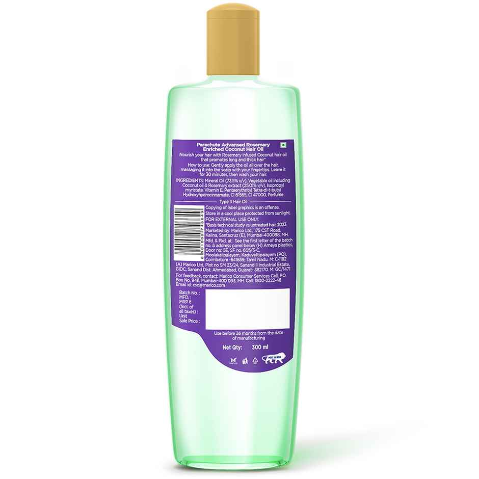 Parachute Advansed Rosemary Enriched Coconut Hair Oil