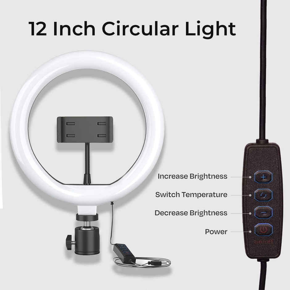 Bestor 12 Inch LED Ring Light with Phone Holder for Video and Makeup