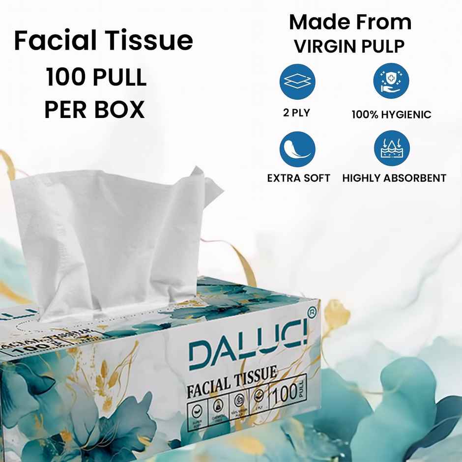Daluci 2 Ply Facial Tissue Box - Car Tissue | 200 Pulls | 2 Boxes