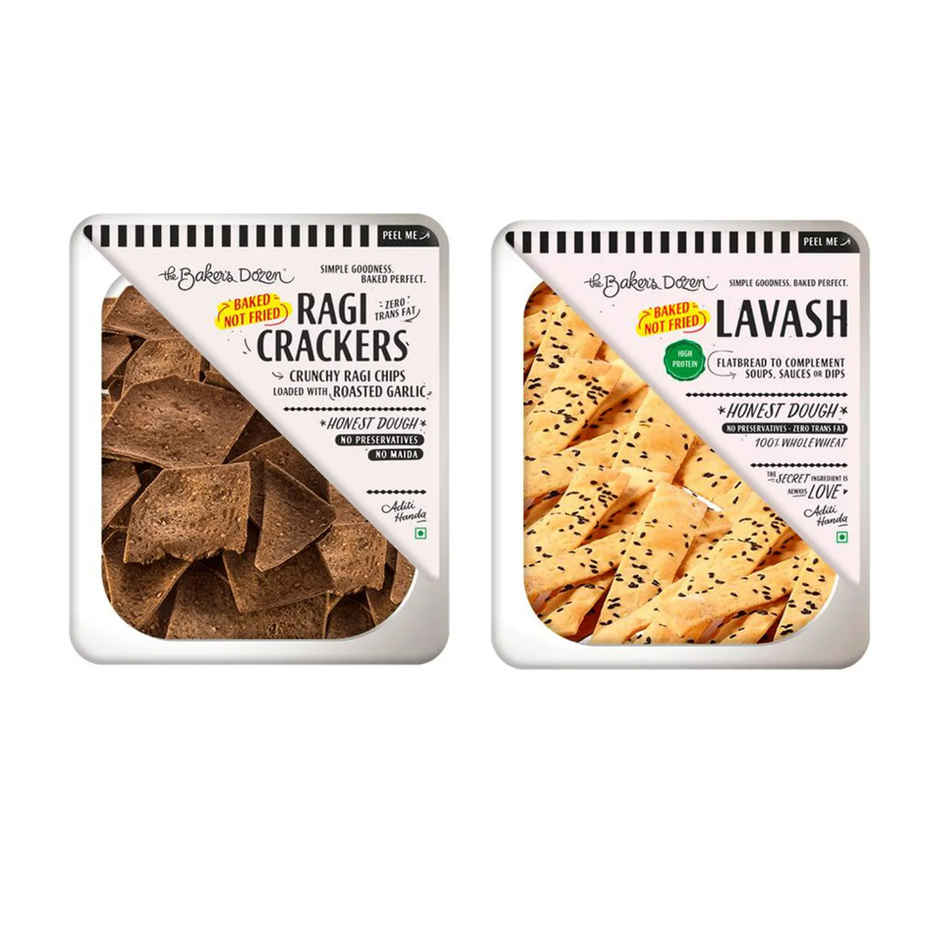 The Baker'S Dozen Wholewheat Lavash(100gms) & The Baker'S Dozen Ragi Crackers(100gms) Combo
