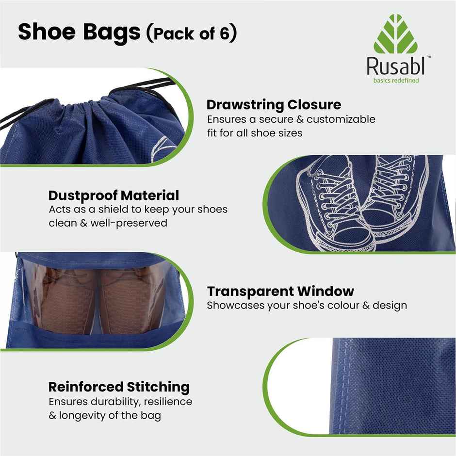 Rusabl Non-woven Shoe Bag - Blue