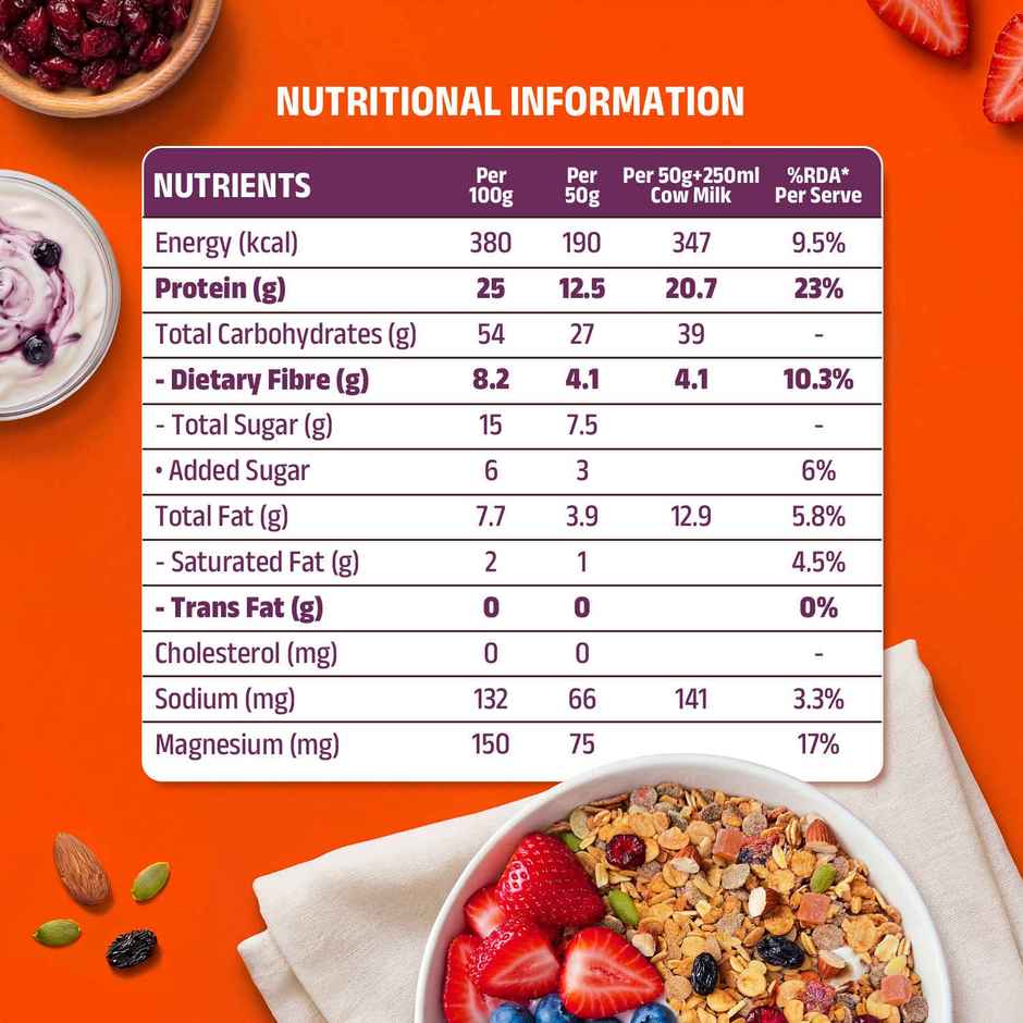 Pintola 25g High Protein Muesli - Fruit - Nut - Naturally Sweetened