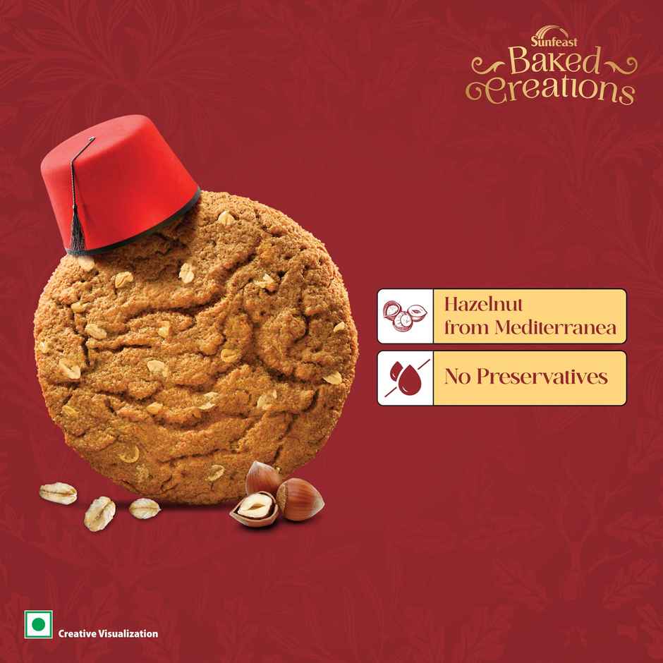 Oats & Hazelnut Cookies Crafted With Turkish Hazelnuts By Sunfeast Baked Creations