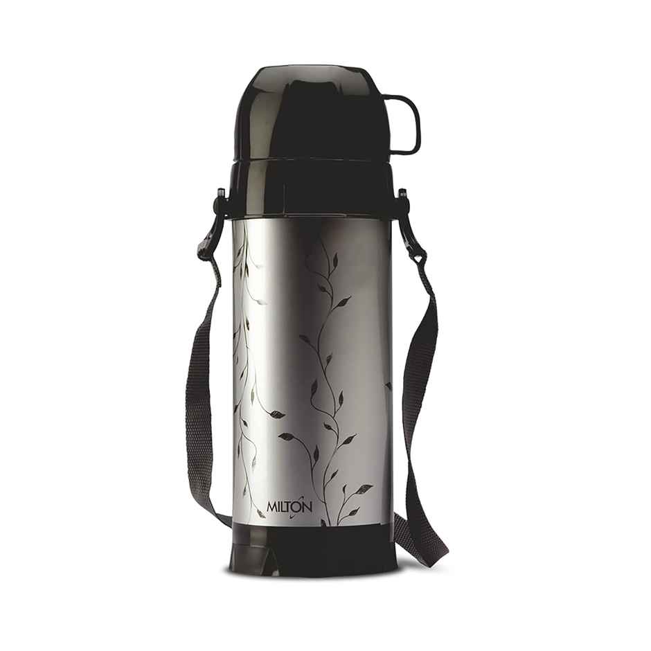 Milton Eiffel 1000 Vacuum Insulated Thermos Flask With Strap To Carry | 910Ml | Bottle | Black