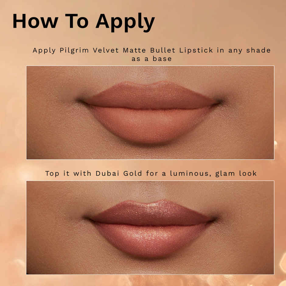 Pilgrim Dubai Luxe Lifestyle Dubai Gold 03 Glitter Lipstick For Women