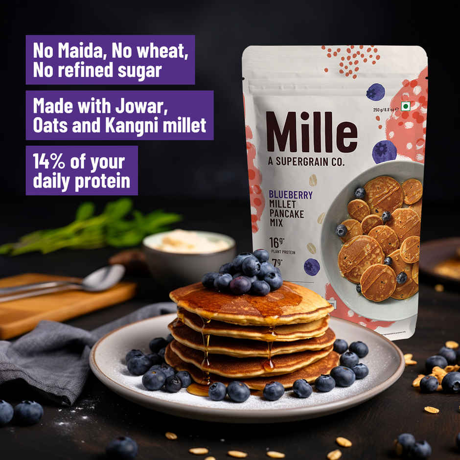 Mille Blueberry Pancake mix | Real blueberries | No atta | No maida | Raw natural sugar