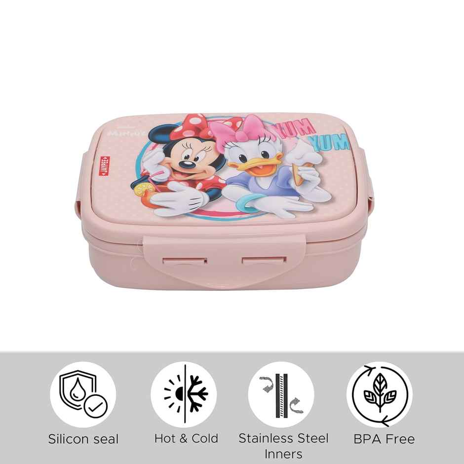 Jaypee Steel Tek Jr. Insulated Airtight Lunch Box Mickey Mouse Printed For School Kids, Pin, 400 ml