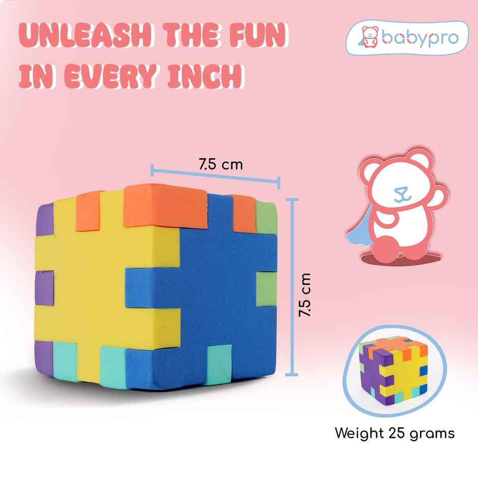 Babypro Foam Cube, Beginner Cube for Kids & Adults, Brainstorming Puzzle, for Kids - Above 2 Yrs
