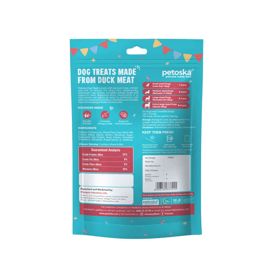 Petoska Dog Treats Duck Sticks