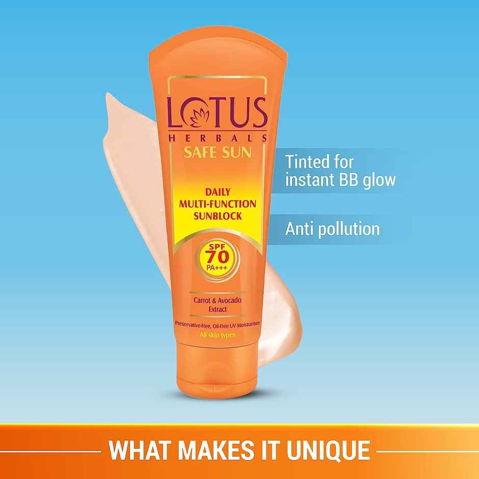 Lotus Herbals Safe Sun Sunscreen - Daily Multi-Function Sunblock SPF 70 PA+++