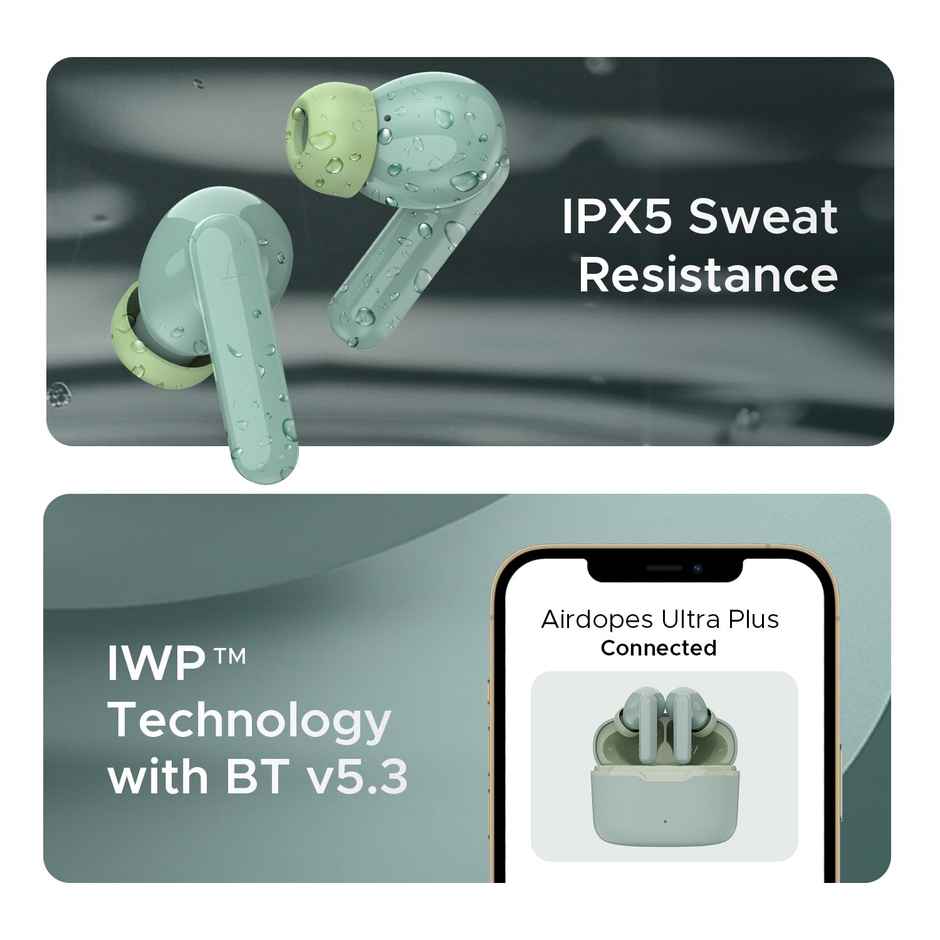 boAt Airdopes Ultra Plus TWS Earbuds With 50 Hrs Playback, 4-mic Enx Technology(Olive Slate)