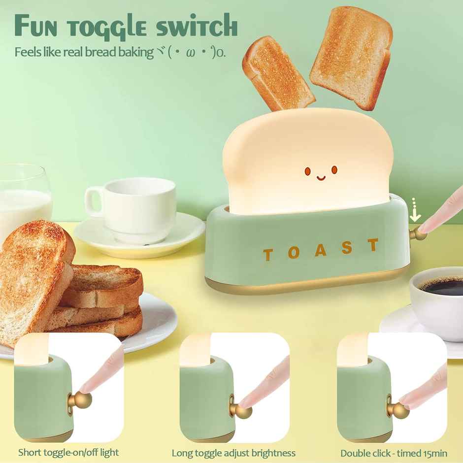 Hashwow Toaster Night Light Lamp Rechargeable |Small Lamps for Kids Bedside Decor