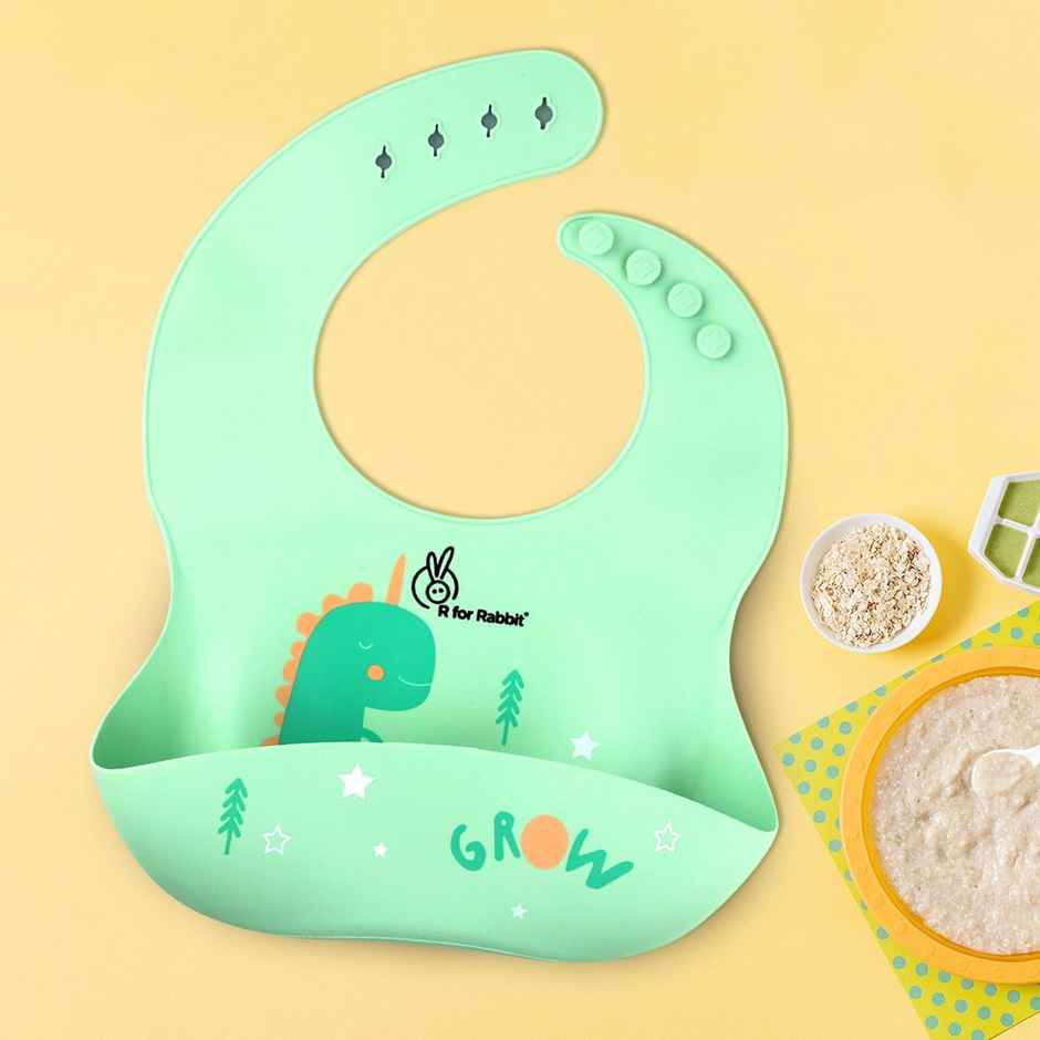 R for Rabbit Safari Silicone Bib (Sea Green)