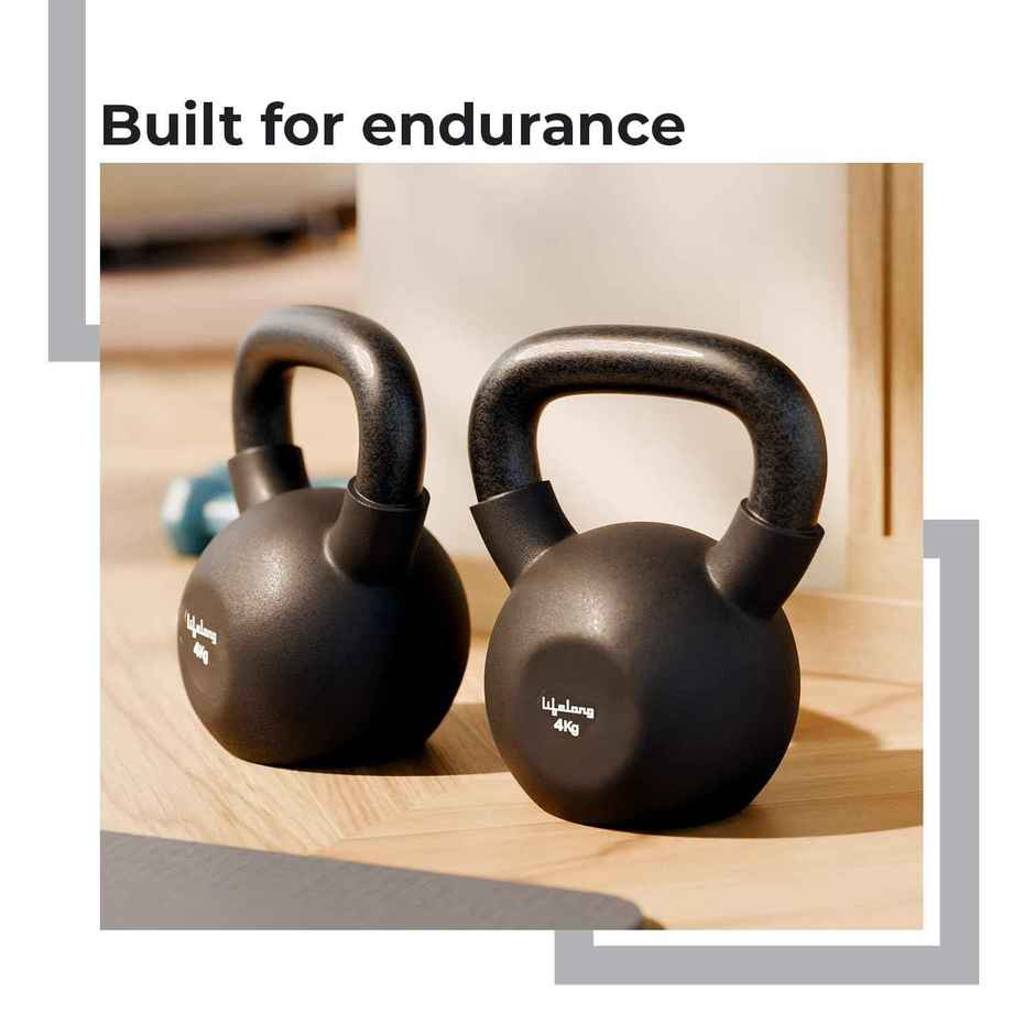 Lifelong Neoprene Cast Iron Kettlebell for Workout | Black | 4 kg