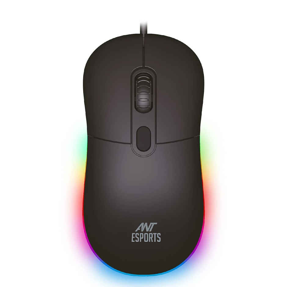 Ant Esports GM40 Wired Optical Gaming Mouse with RGB LED, Lightweight and Ergonomic Design, DPI Upto 2400, Compatible with Windows and Mac - Black
