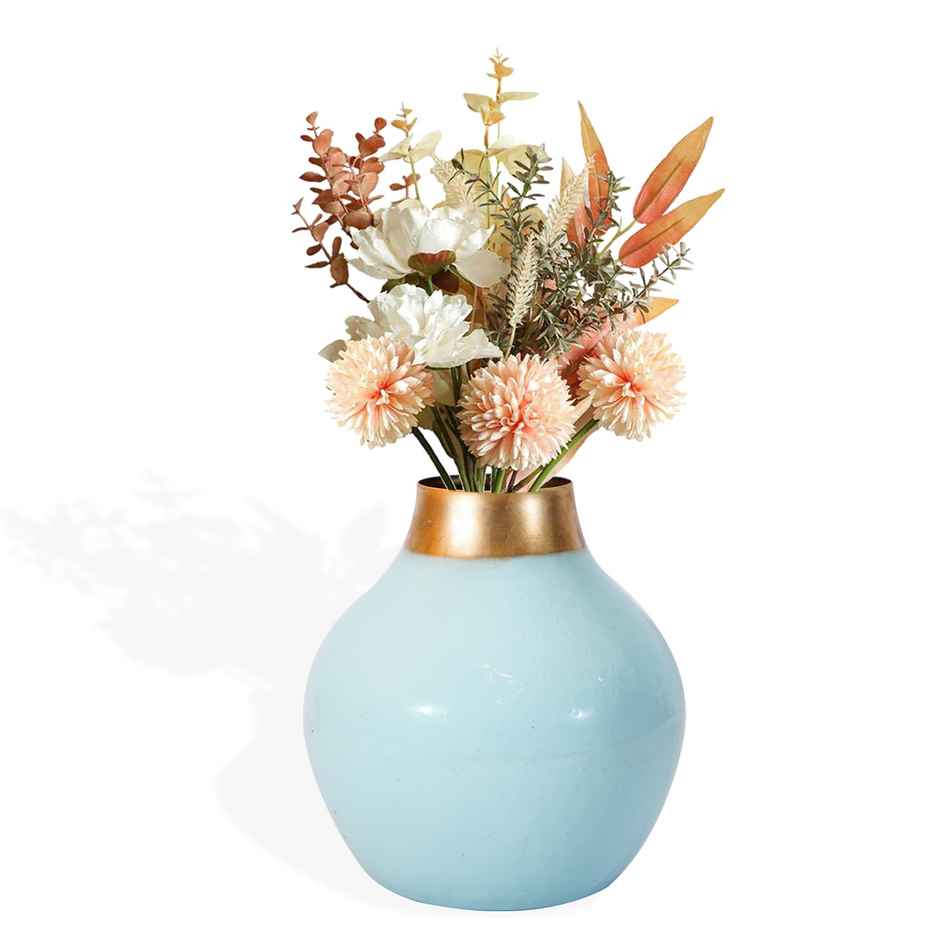 Ekhasa Unbreakable Metallic Blue Flower Vase For Home Decor | Aesthetic Flower Vase Gift