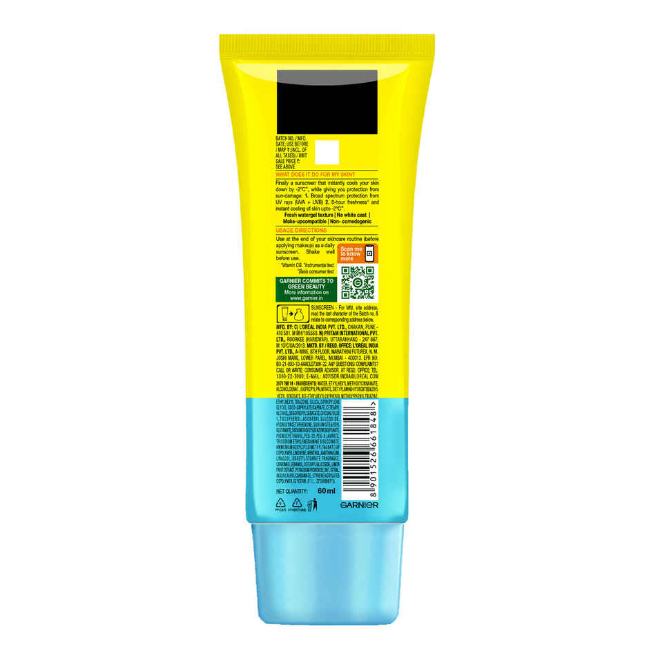 Garnier Super UV Cooling Water Gel Sunscreen | 8 Hr freshness | No White Cast | SPF 50 PA++++