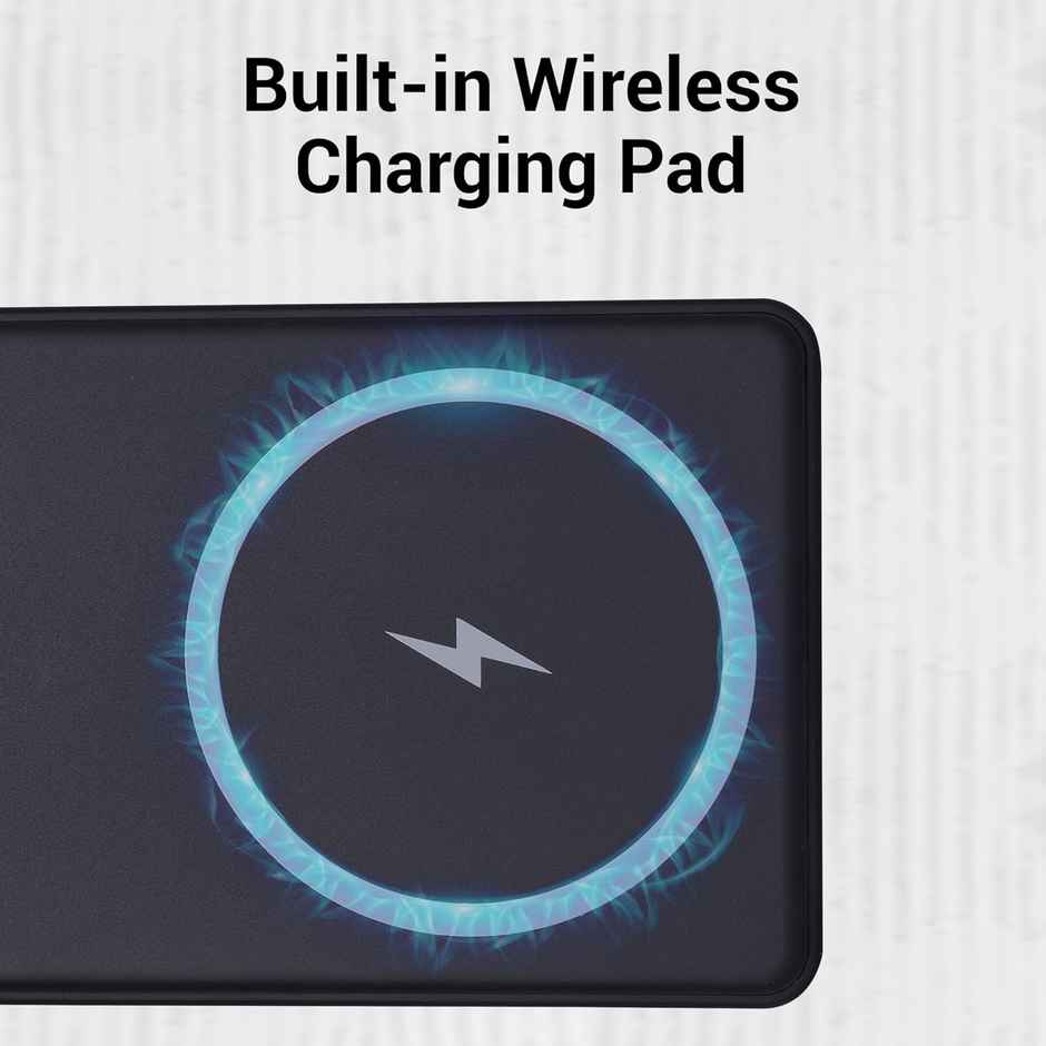 Zebronics MW65 Wireless Power Bank, 10K mAh, Rapid Charge (Greyish Blue)