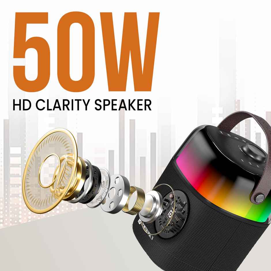 Portronics Dash 4, 50W Wireless Party Speaker With Karaoke Mic - Black