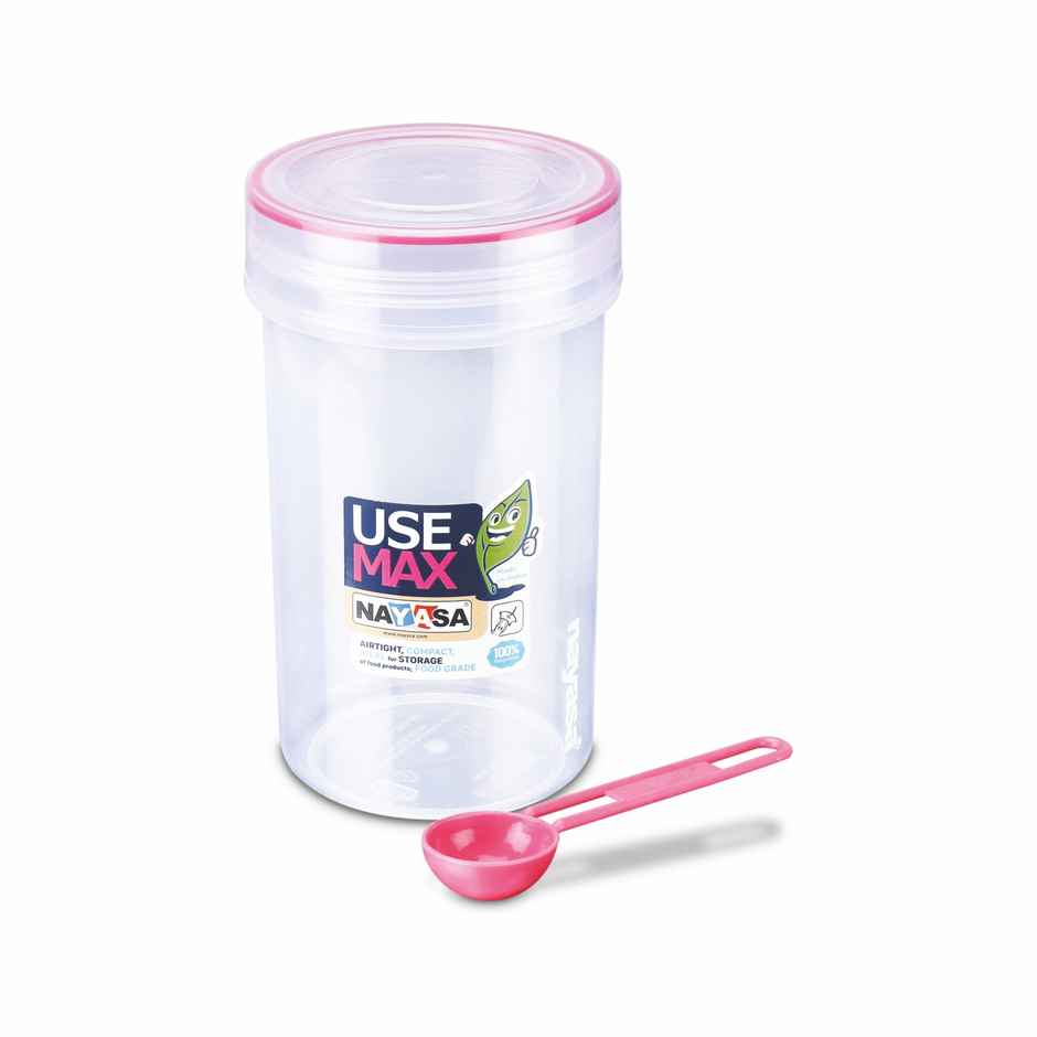Nayasa Use Max Glaze BPA Free Food Grade Airtight Kitchen Storage Stackable Containers | Pink - 700 ml
