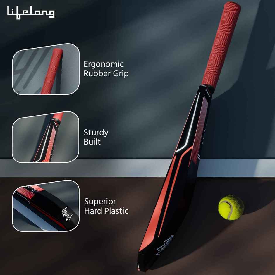 Lifelong 15+ years Plastic Cricket Bat 34 Inch | Black & Red