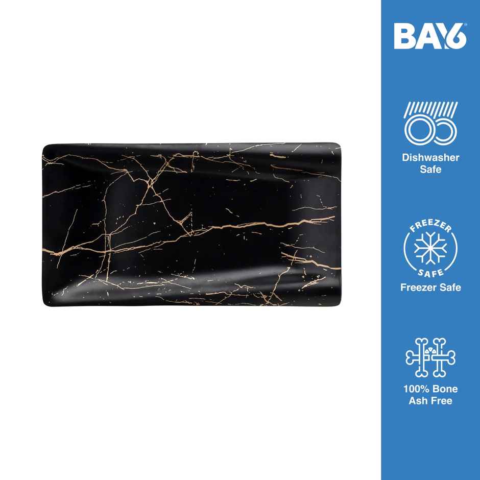 BAY6 Melamine Platter - Oheo Large - 12*7 Inch - Black Static