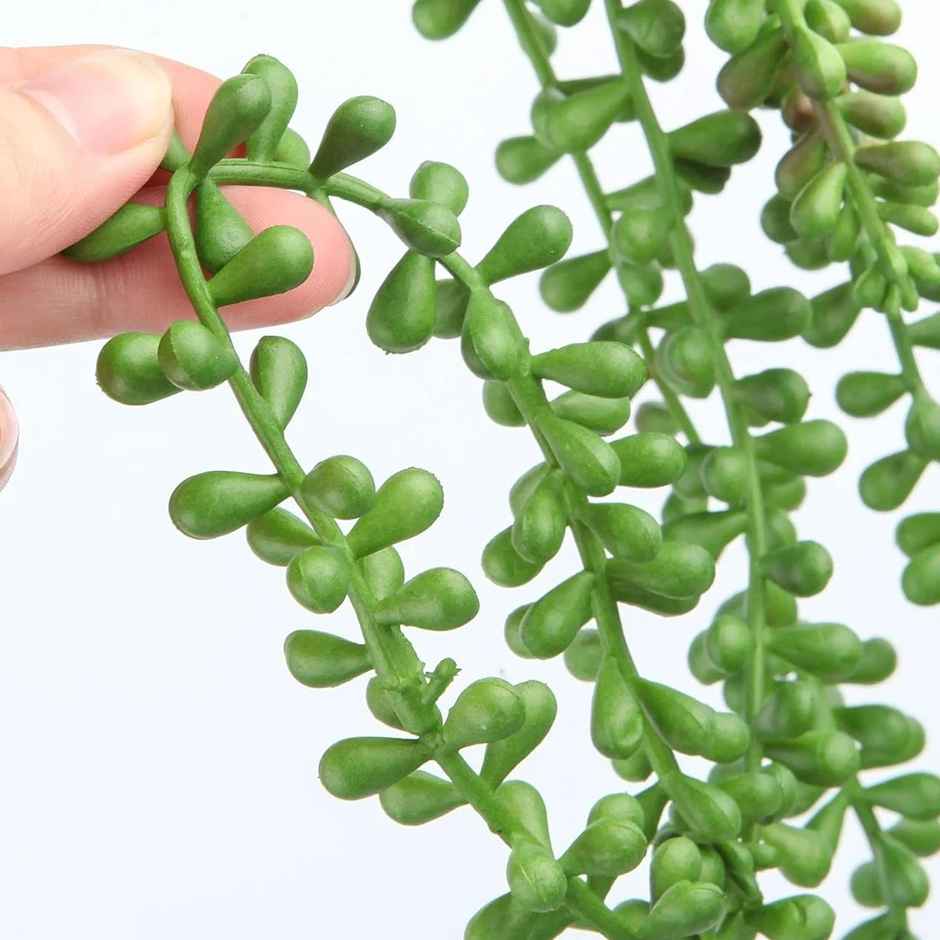 Tied Ribbons 6 Pcs Artificial Succulents Hanging Plants String of Pearls Plant Leaves | 93 Cm Long