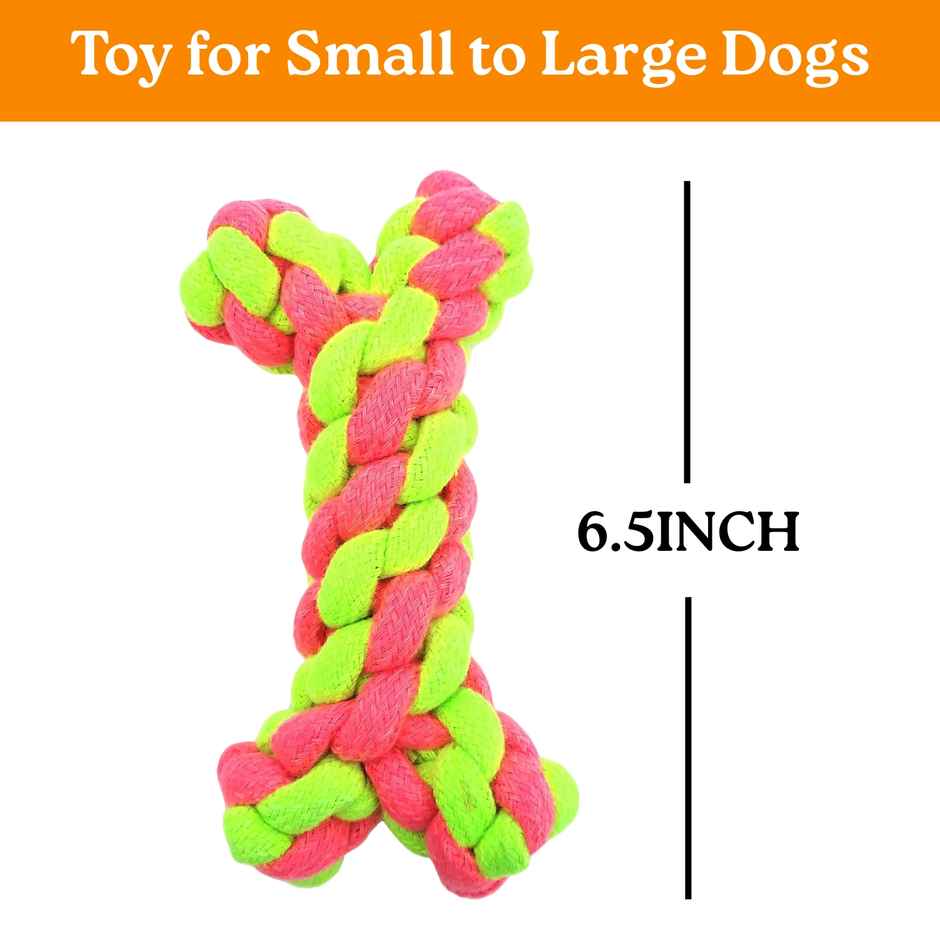 Payton Perry Bone Shape Cotton Rope Chew Toy | Multicolour