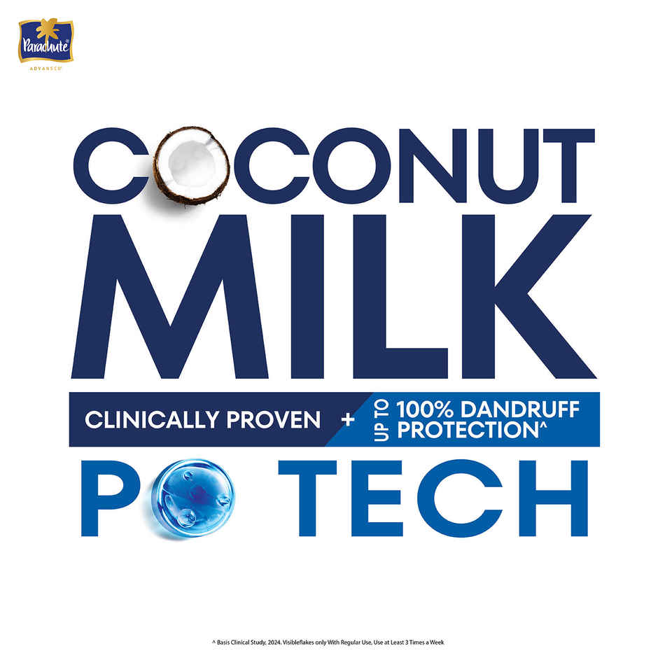 Parachute Advansed Anti-Dandruff Shampoo | Up to 100% Dandruff protection | Coconut Milk & PO Tech