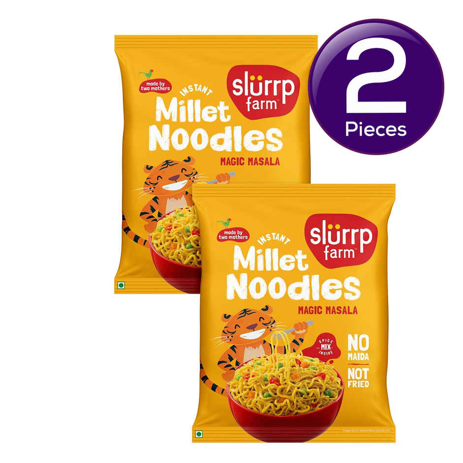 Slurrp Farm No Maida Instant Millet Noodles- Magic Masala, Not Fried, Millet Noodles (Pack Of 2) Combo 