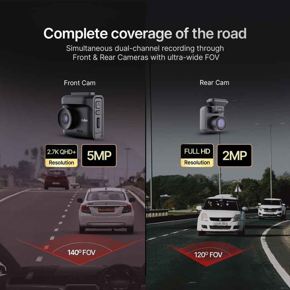 Qubo Dashcam Pro 2.7K + Rear Cam by Hero Group
