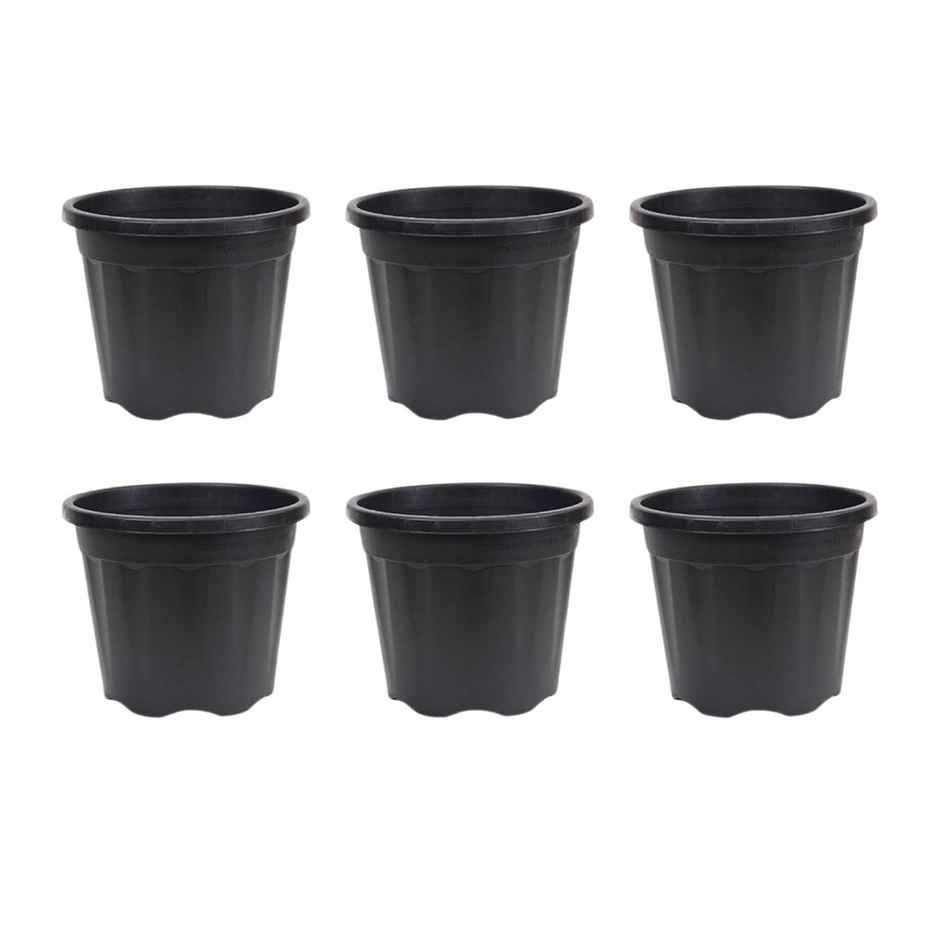 Ugaoo Uv Treated Gardening Black Plastic Pots And Planters For Plants - 10 Inch | Set Of 6